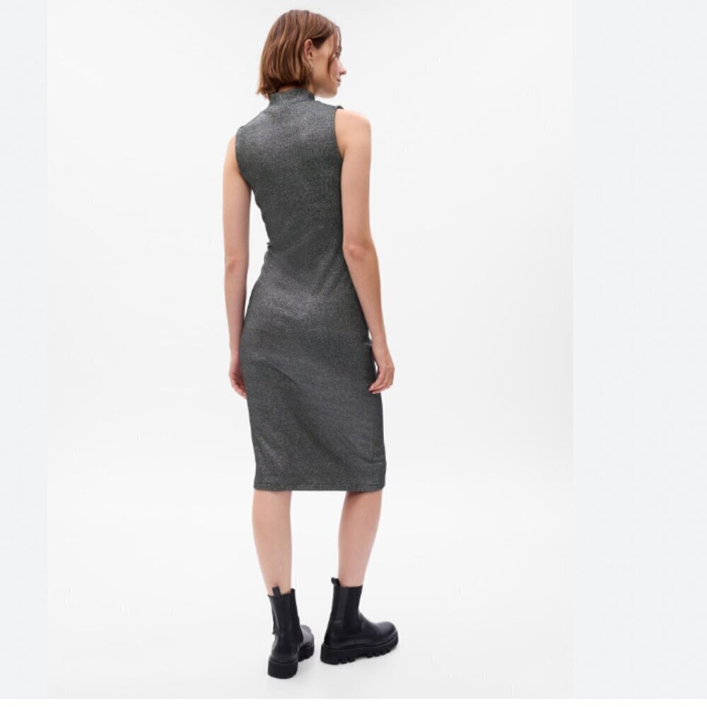 NWT GAP SILVER SPARKLE MIDI COCKTAIL PARTY DRESS - M